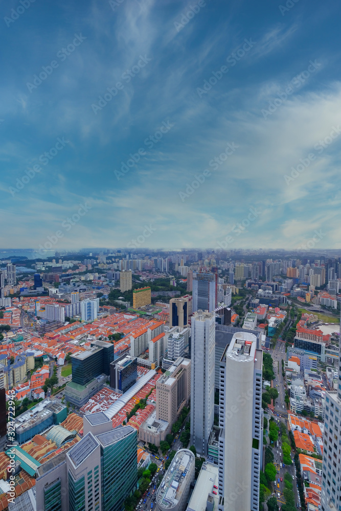 Obraz premium high angle view of singapore financial buildings 