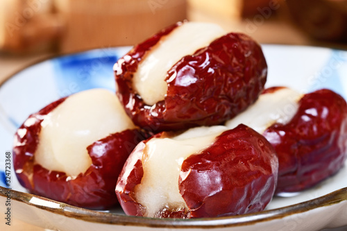 Taiwan delicious dessert - Xin Tai Ruan (red dates stuffed with sticky rice cake)