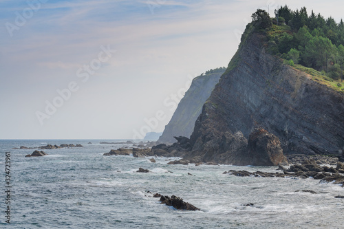 A magnificent view of the coast in the village of Armintza. Basque Country. Northern spain