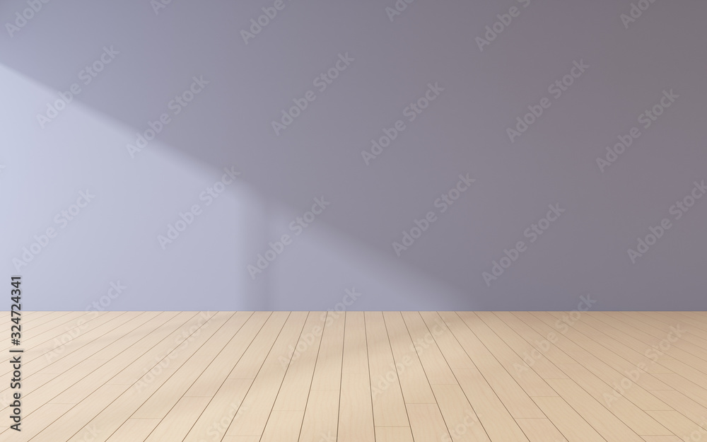 Mock-up of empty room and wood laminate floor with sun light cast the shadow on the wall,Perspective of minimal interior design. 3D rendering Mock-up of empty room and wood laminate floor with sun light cast the shadow on the wall,Perspective of minimal interior design. 3D rendering