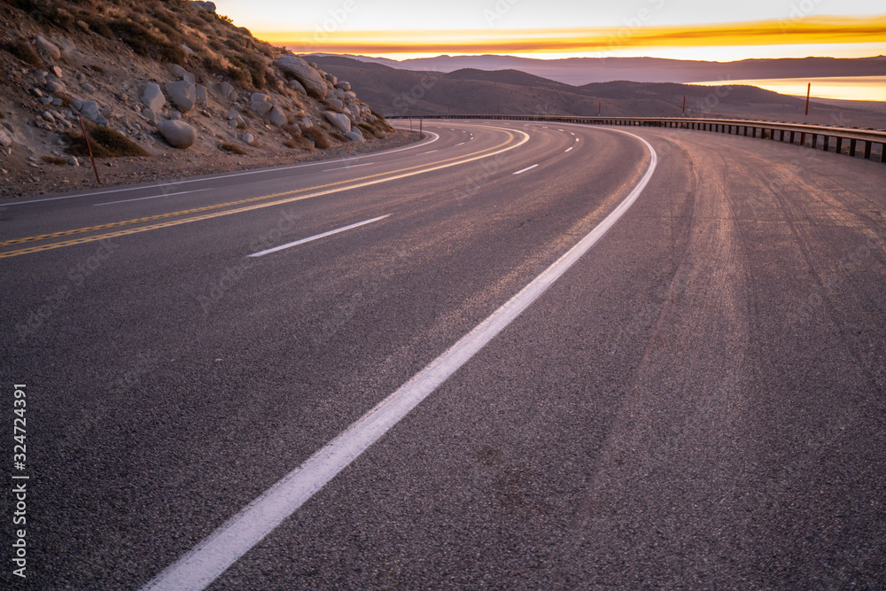 Fototapeta premium Empty high way in sunrise