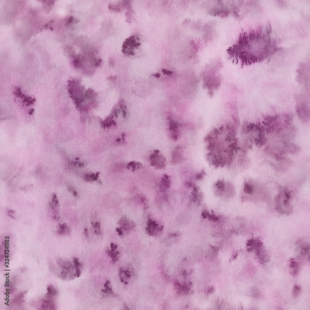 Fototapeta premium Watercolor pink abstract background with splashes, drops. Hand-painted texture. Seamless pattern. Watercolor stock illustration. Design for backgrounds, wallpapers, textile, covers and packaging.