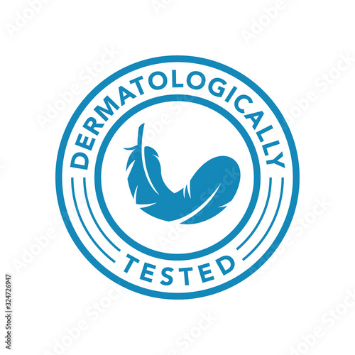 Dermatologically tested icon product. Vector feather icon of hypoallergenic package label