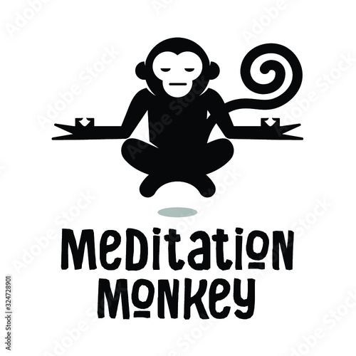 Meditation yoga chill relaxing monkey medical logo 