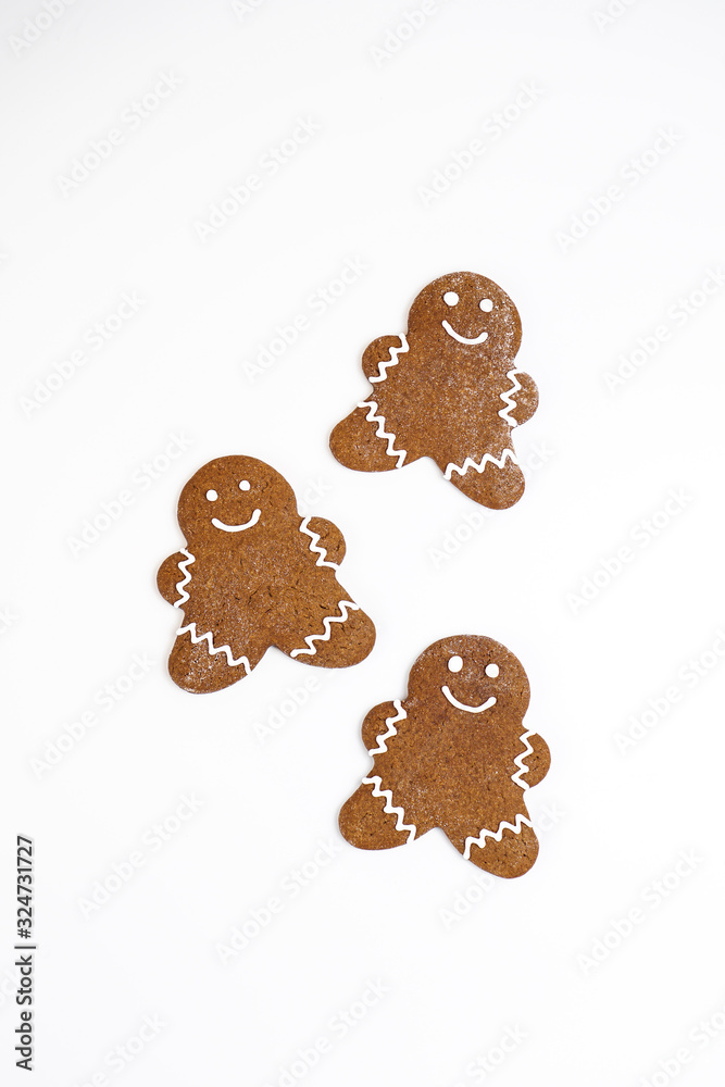 Three gingerbread man cookies Three gingerbread man cookies