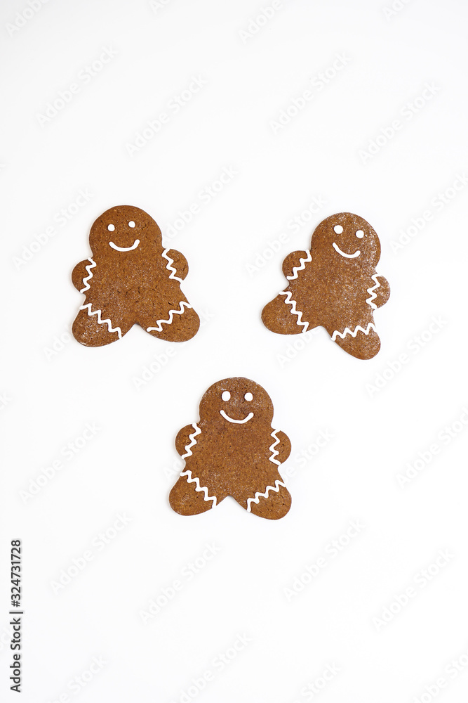 Three gingerbread man cookies Three gingerbread man cookies