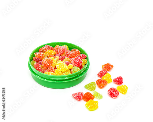 Montpensier candy lollipops on a white background