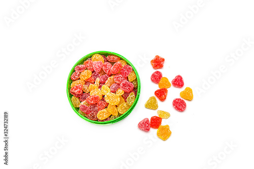 Montpensier candy lollipops on a white background