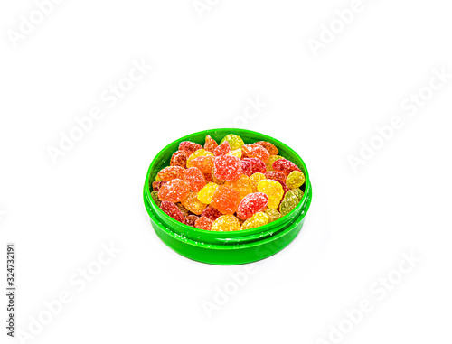 Montpensier candy lollipops on a white background
