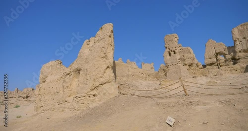 Landscape view of the Ruins of Jiaohe in Xinjiang Province China.