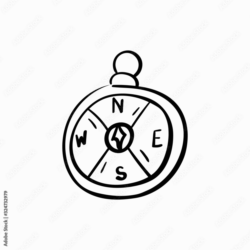 Compass doodle icon. Drawing by hand. Vector illustration. Compass doodle icon. Drawing by hand. Vector illustration.