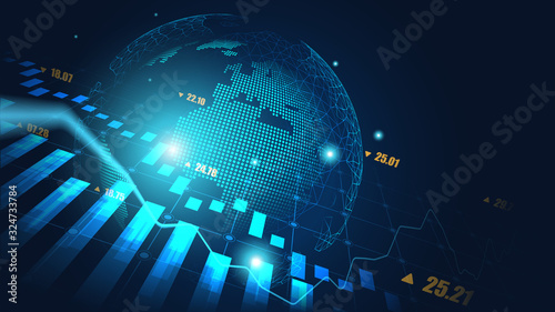 Global Stock market or forex trading graph concept