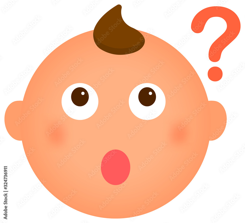 Obraz premium Cartoon baby face emoticon vector illustration / question