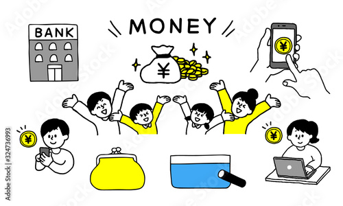 お金を稼ぐ家族セット（シンプル）