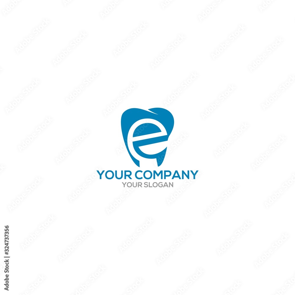 Blue E Dental Logo Design Vector Blue E Dental Logo Design Vector