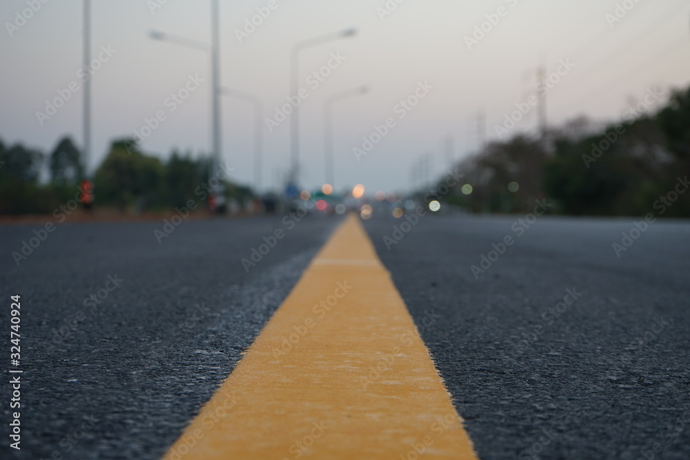 Road blur in Thailand and new construction completed