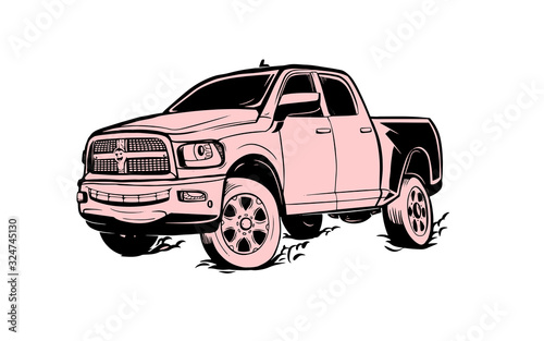 car silhouettes, black pick up car truck silhouettes, logo pickup isolated on white background, vector illustration car logotype. 