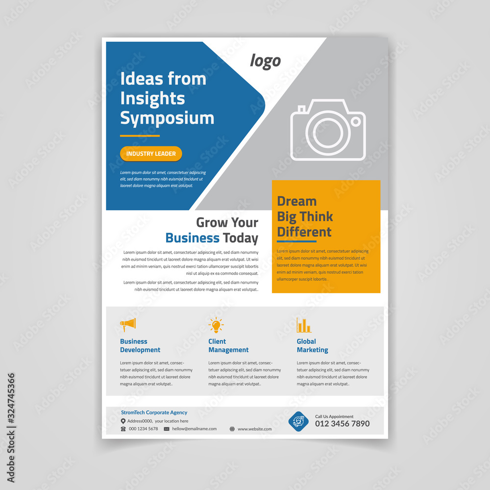 White business flyer with blue and orange White business flyer with blue and orange