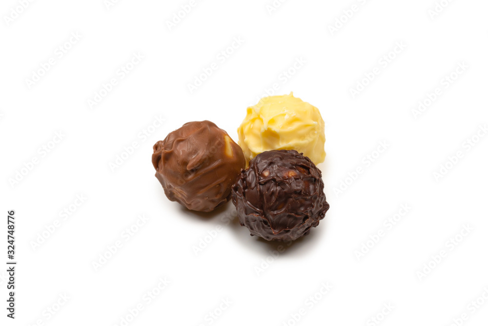 Chocolate truffle isolated on white background. Chocolate truffle isolated on white background.