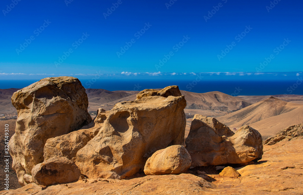 view over fuerteventura from mountains