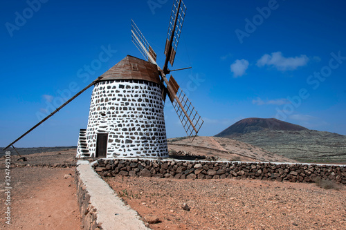 la oliva windmill with landscape view in fuerteventura