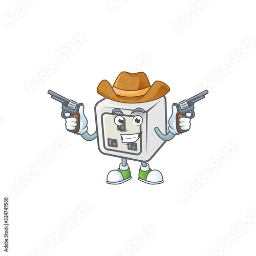 The brave of USB power socket Cowboy cartoon character holding guns