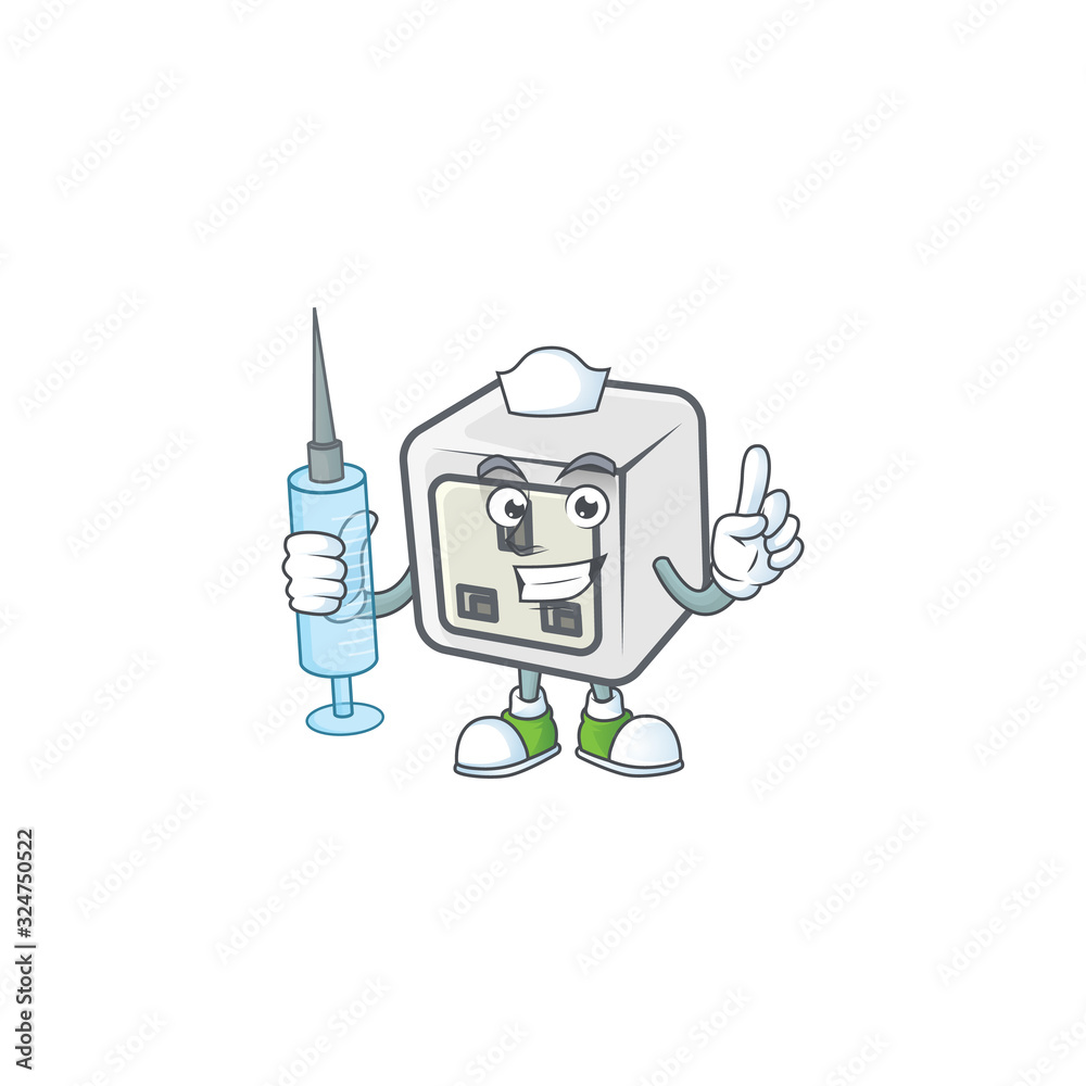 Smiley Nurse USB power socket cartoon character with a syringe Smiley Nurse USB power socket cartoon character with a syringe