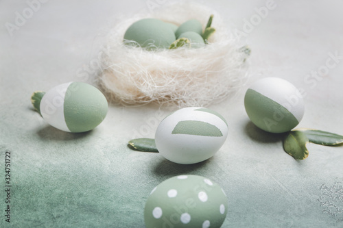 Pastel green and white pain...