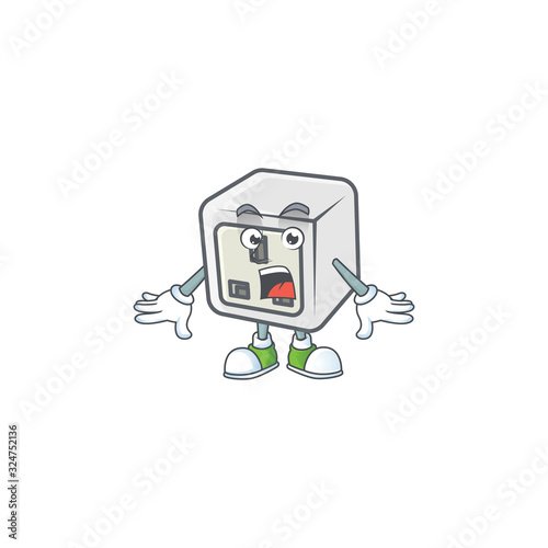 cartoon character design of USB power socket with a surprised gesture