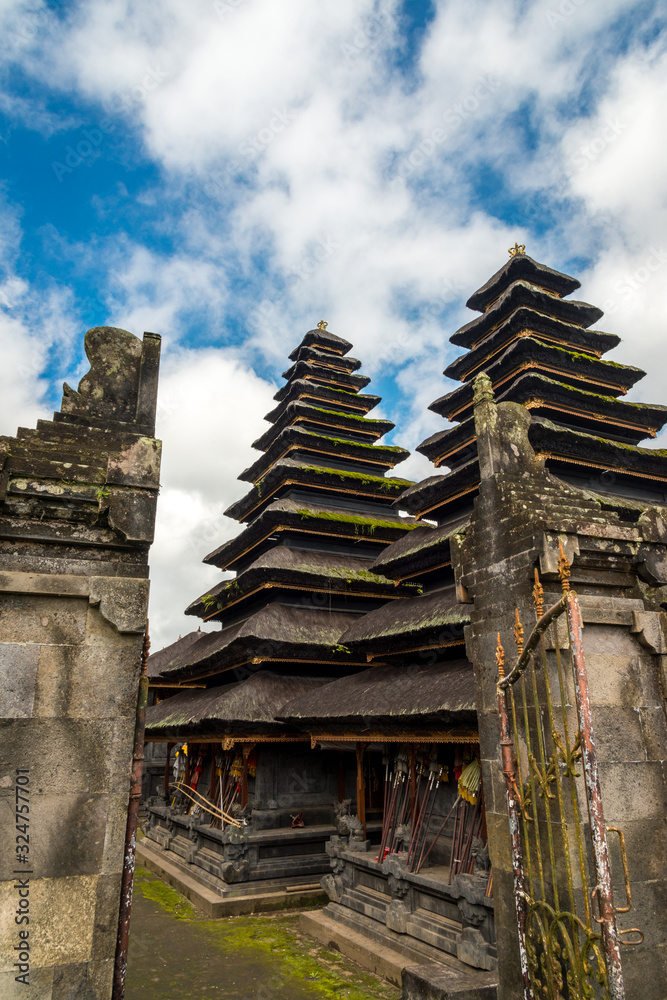The scenery of the straw roof pagoda inside Pura Besakih or Mother Temple in Bali, Indonesia. The scenery of the straw roof pagoda inside Pura Besakih or Mother Temple in Bali, Indonesia.