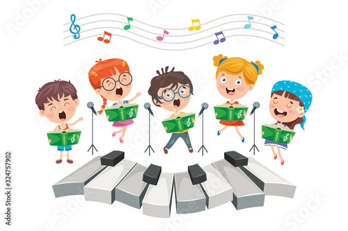 Funny Little Kids Performing Music photo