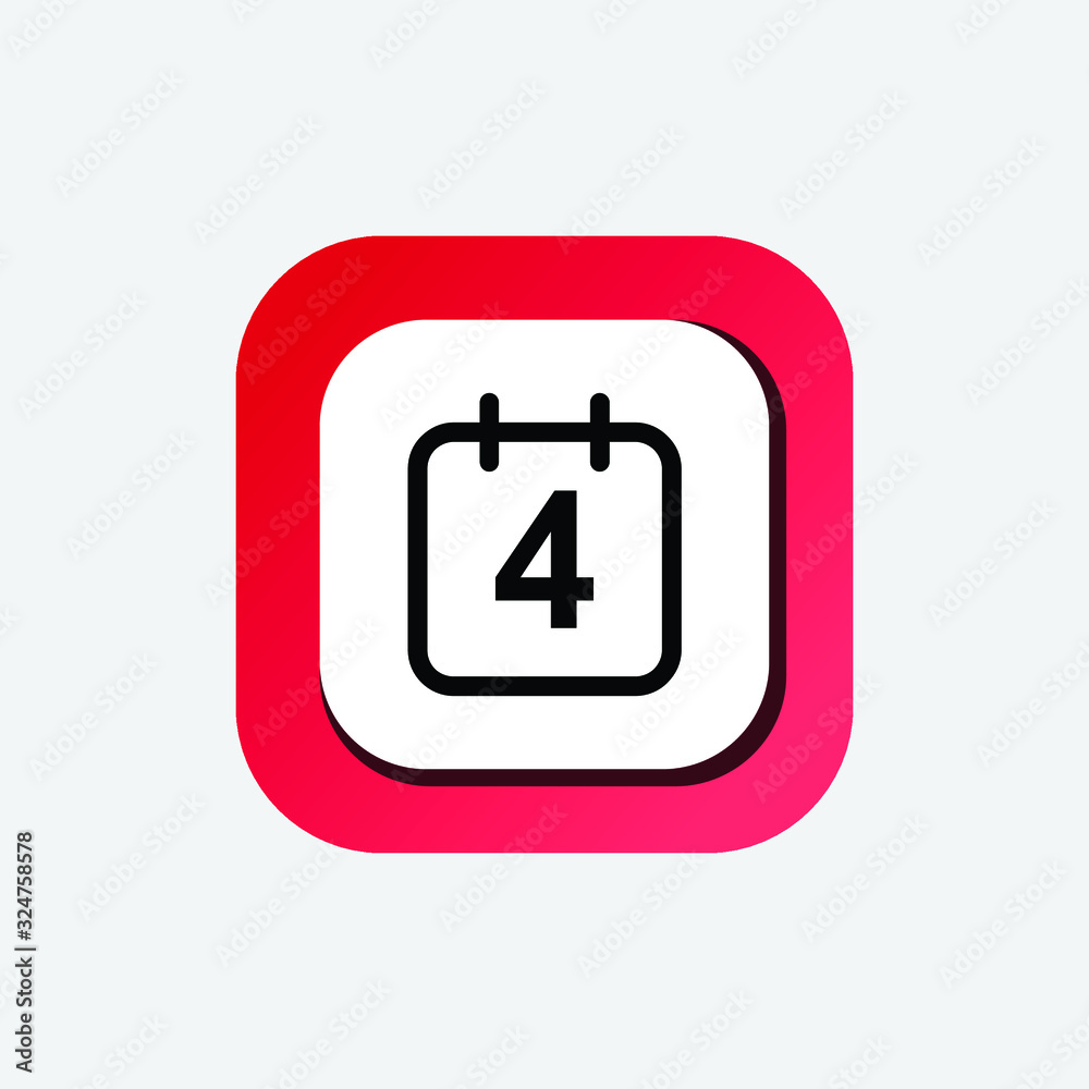 Icon Calendar Vector Line Art, One Day Calendar, The 4 st Icon Icon Calendar Vector Line Art, One Day Calendar, The 4 st Icon