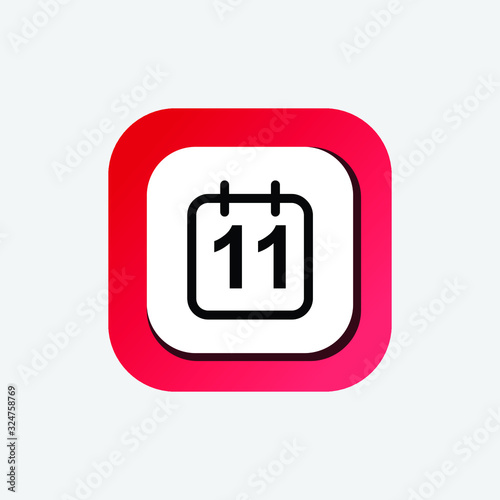 Icon Calendar Vector Line Art, One Day Calendar, The 11 st Icon