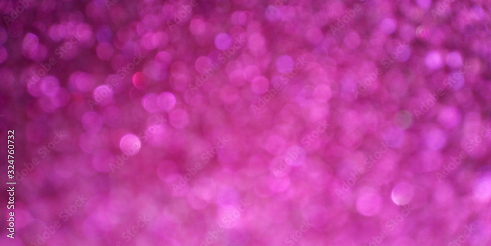 Festive background with blurry bokeh lights Pink and burgundy shiny confetti