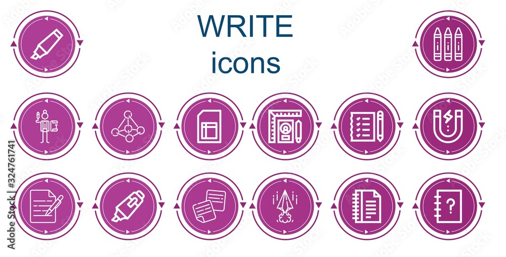 Editable 14 write icons for web and mobile Editable 14 write icons for web and mobile