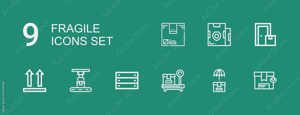 Editable 9 fragile icons for web and mobile Editable 9 fragile icons for web and mobile