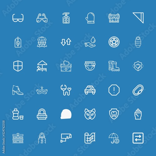 Editable 36 protection icons for web and mobile