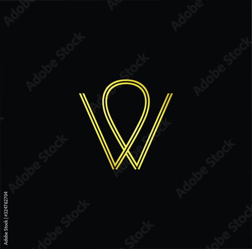 Outstanding professional elegant trendy awesome artistic black and gold color W WW initial based Alphabet icon logo.