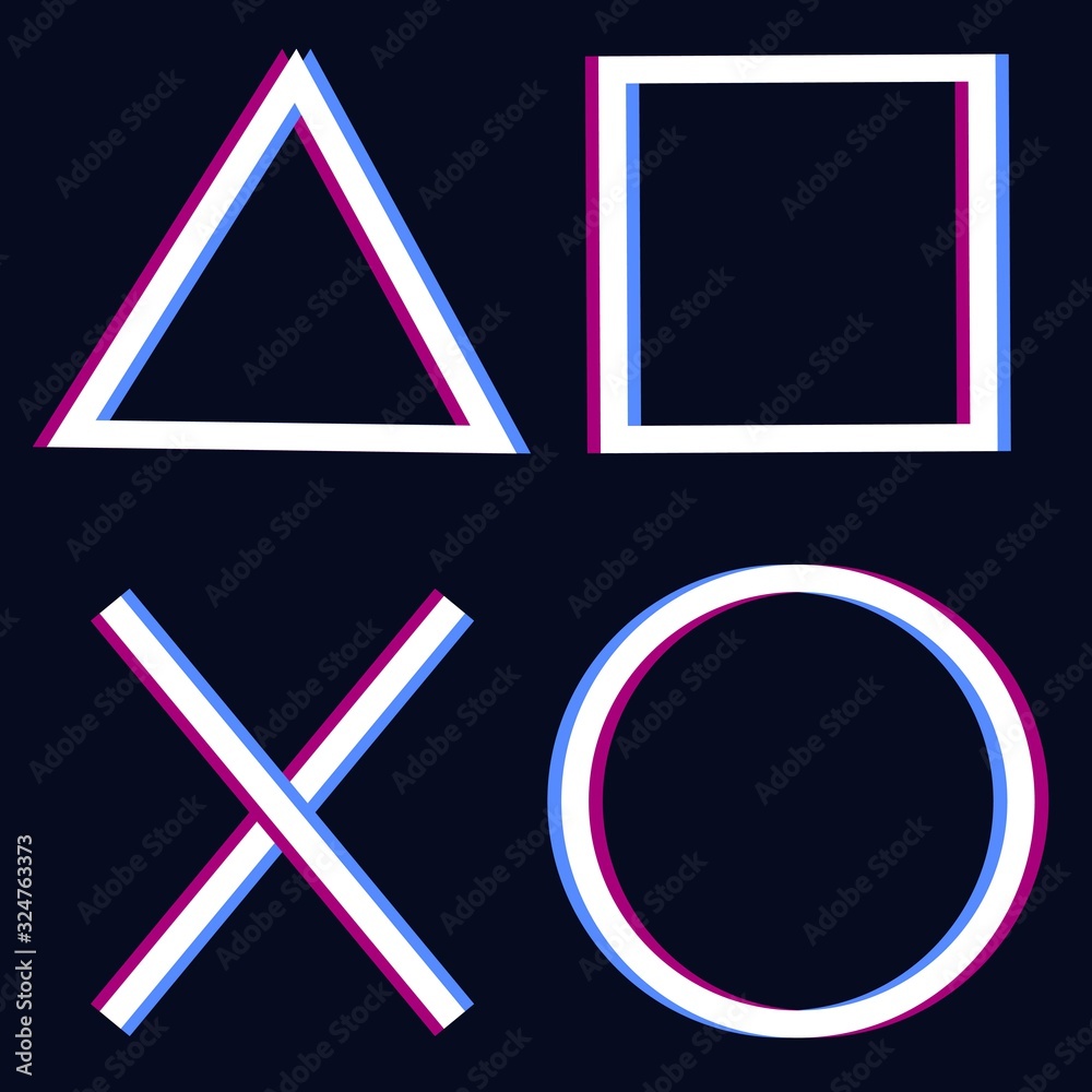 glitch cross triangle square circle design game play station 4 symbols icons playstation 5