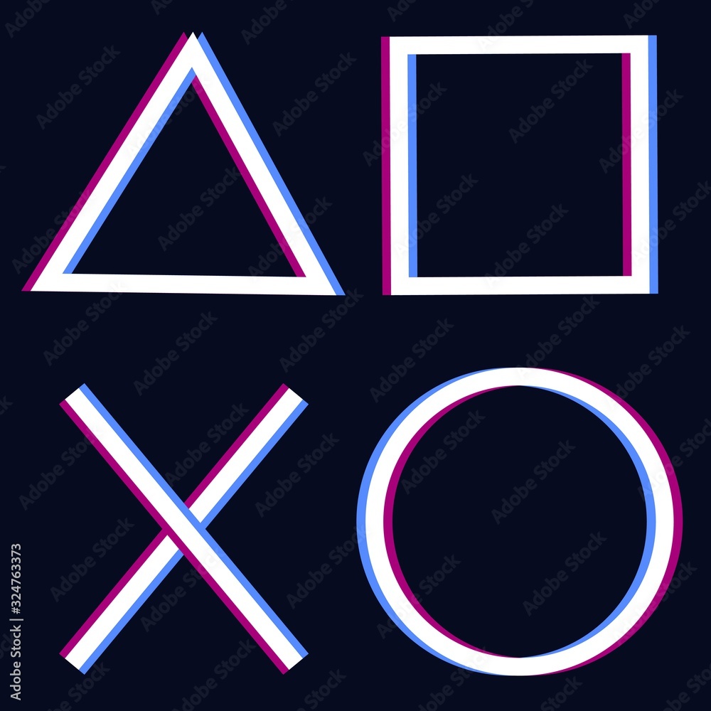 skrivning fravær Dødelig glitch cross triangle square circle design game play station 4 symbols  icons playstation 5 Stock Vector | Adobe Stock