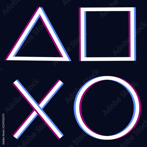 glitch cross triangle square circle design game play station 4 symbols icons playstation 5 photo