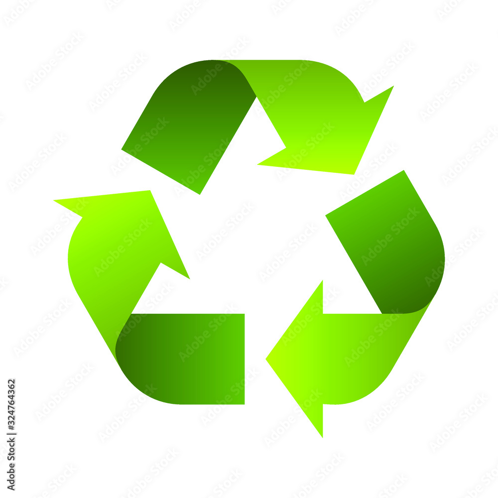 Recycle Sign Symbol Icon Green Gradient Isolated on White Background Recycle Sign Symbol Icon Green Gradient Isolated on White Background