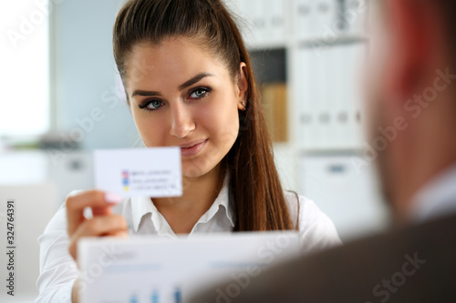 Free Download Female arm in suit give blank calling card to visitor portrait. White collar colleagues company name exchange job interview sale clerk id executive or ceo finance support formal identity concept - GFXLoad