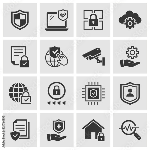 Security icon set. Illustrations isolated.