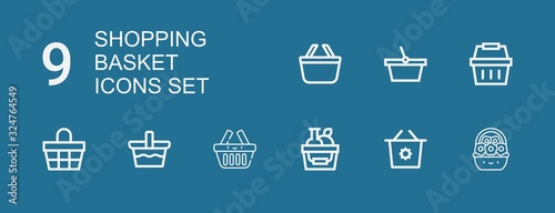 Editable 9 shopping basket icons for web and mobile