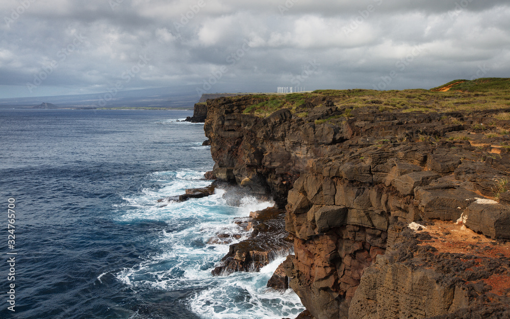 South Point Cliffs (Southernmost point of United States) at Big Island, Hawaii