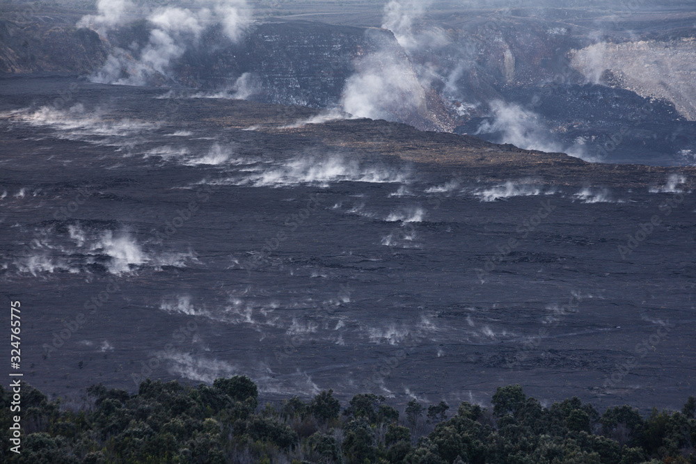  Volcanic fumes from Kilauea crater from Volcano House (Hawaii Volcanoes National Park)