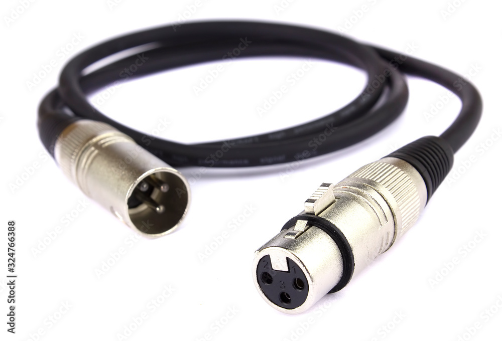 Xlr cable for sound microphone on white background Xlr cable for sound microphone on white background
