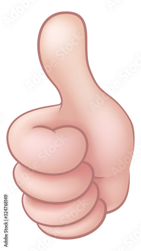 A hand icon or cartoon emoji doing a thumbs up gesture