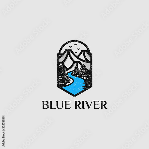 Blue river vintage logo design for company symbol © prps.std